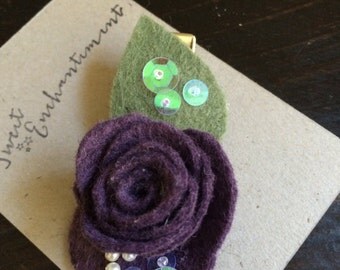 Items similar to Wool Felt Flower Hair Clip on Etsy