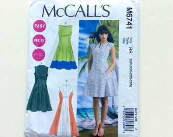 McCall's M6741 Women's Dress Pattern, Easy Petite Plus, Summer Dress Pattern, Uncut Pattern, Size 18W, 20W, 22W, 24W