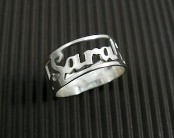 Name ring. Sterling silver ring. Personalized ring. Word ring. Personalized jewelry. Name silver ring. Personalized silver ring. Unisex ring