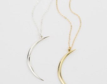 Crescent Moon Pendant Necklace / Gold or Silver / Dainty Moon Necklace / Large Moon Pendant on Long or Short Chain / Layered and Long LN515