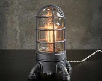 The "Vapor Touch 2.0" Industrial lamp w/ touch dimmer Very solid Vapor tight Nautical cage lamp, Edison Lamp, steampunk lamp 120v-240v
