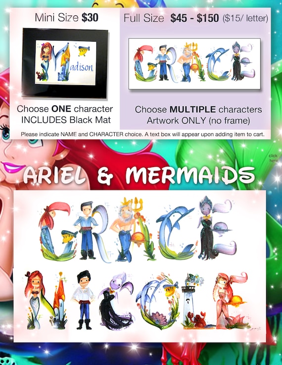 Custom Ariel Disney Mermaid Name Painting