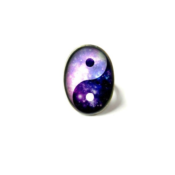 Galaxy yin yang Adjustable Ring Soft Grunge Pastel Goth Pop