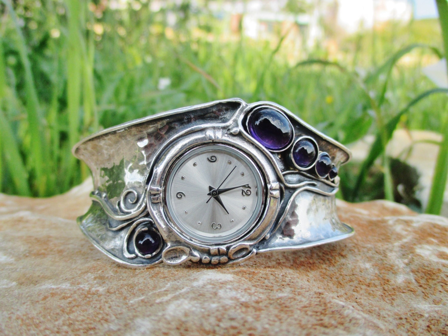 silver cuff watch