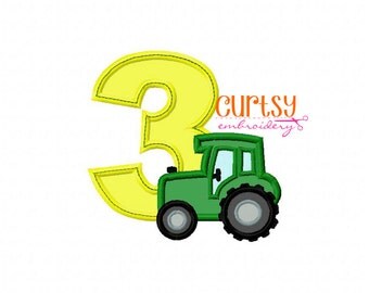 Tractor Embroidery Design, Tractor Applique Design, Tractor Embroidery Design, Third Birthday Embroidery Design, 3rd Birthday Rocket