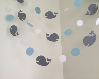Whale Baby Shower Decorations Nautical Baby Shower Whale Birthday Party Decoration Whale Garland Whale Nursery Decoration Custom Colors
