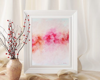 Peony Print, Pink Peonies Art Print, Pink Abstract Printable Art, Peonies Wall Art Printable Painting 8x10 Instant Download Art Gift for Her
