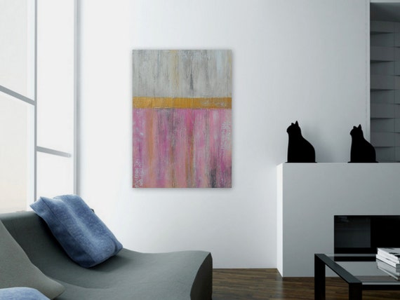 Pink White Painting,Textured Painting,Large Wall Art,Vertical Painting