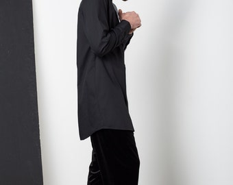 Mens shirt, Mens caftan, Mens kaftan, Mens tunic shirt, Mens ethnic shirt, Mens gray shirt, Mens long shirt, Mens clothing, Mimimalist shirt
