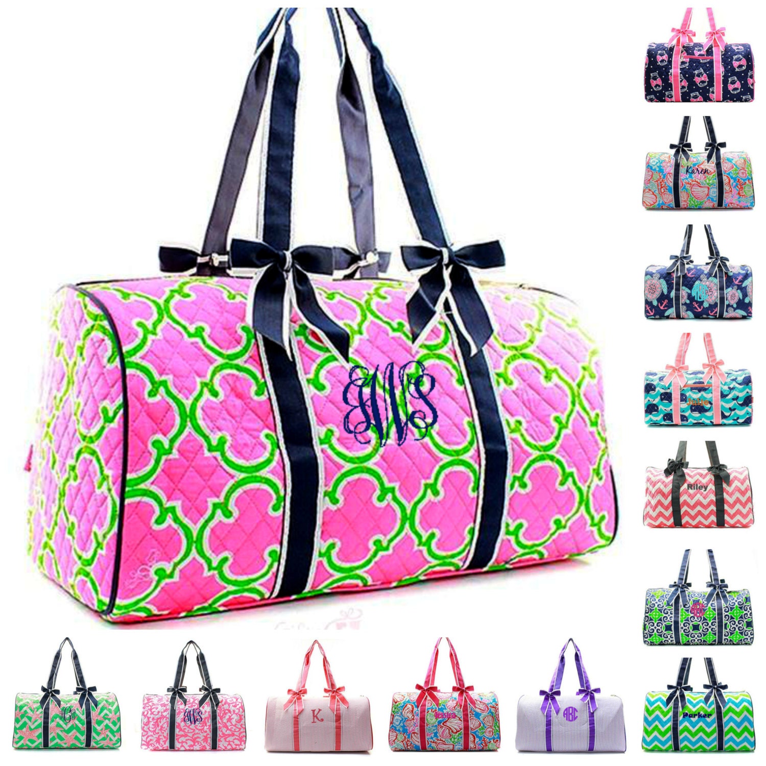 Monogrammed Quilted Duffle Bag Large Kids Dance Cheer Girls