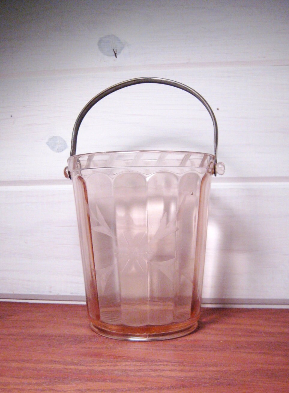 1930's Pink Glass Dunbar Ice Bucket Pink Depression Glass