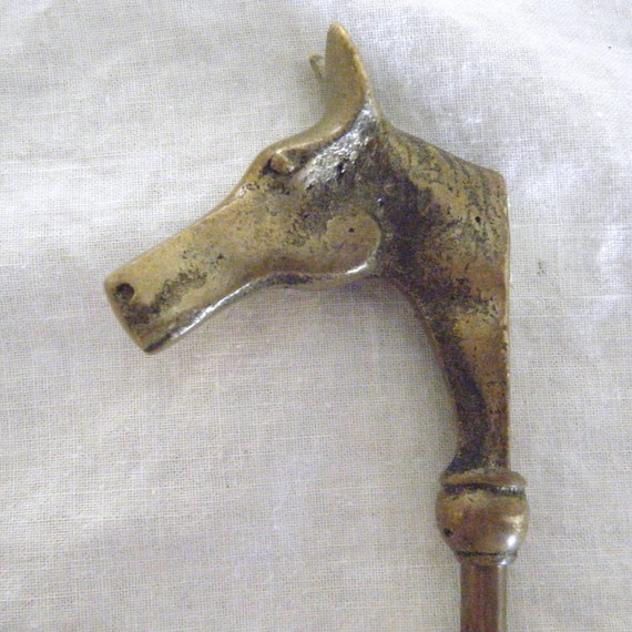 Brass Shoe Horn/ Long Hor   se Head shoe horn/ Vintage boot jack/