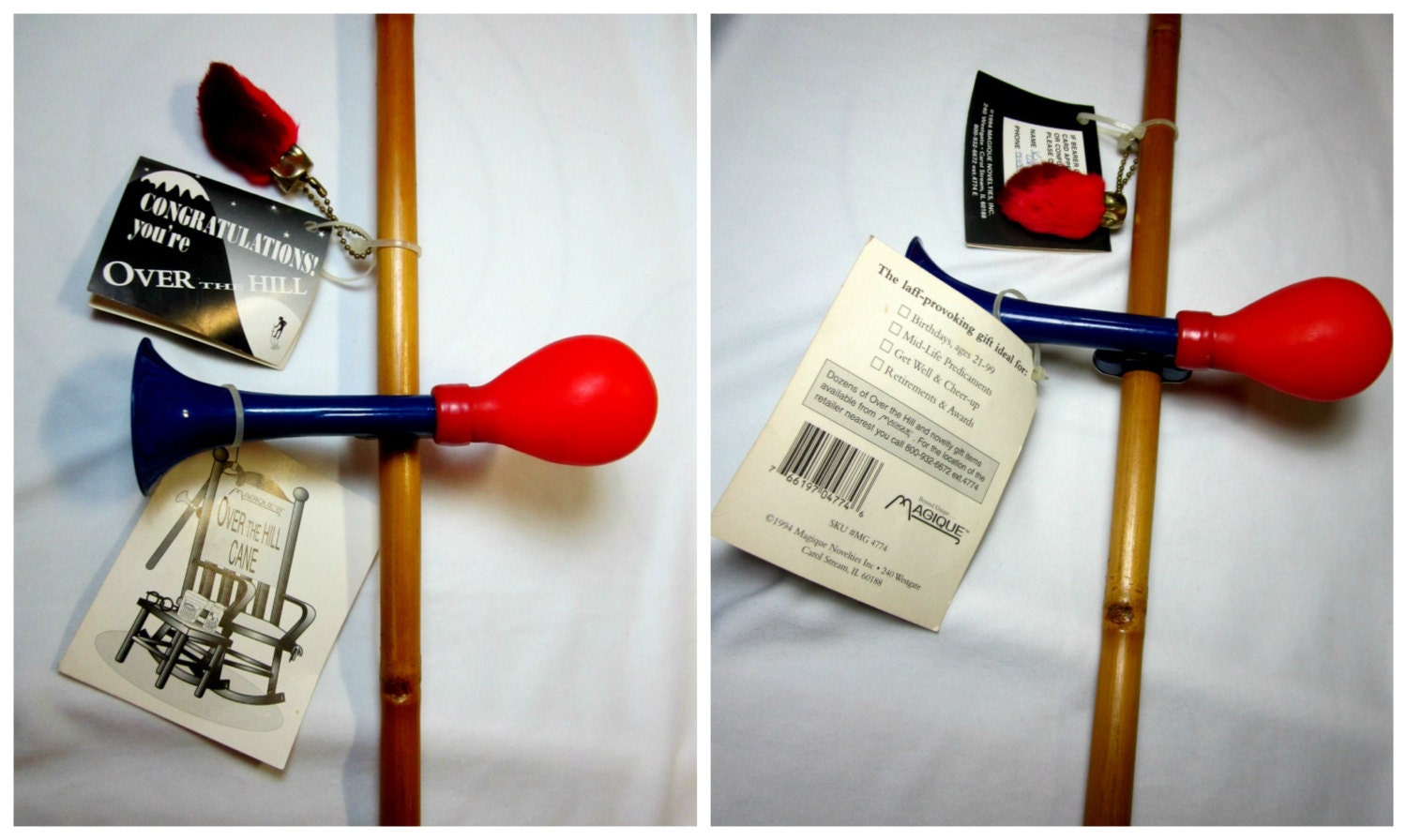 Over The Hill Walking Cane Stick Vintage Gag Birthday