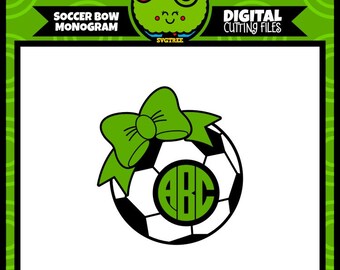 Soccer SVG Soccer Mom SVG Bow Monogram SVG Soccer Monogram svg Commercial Free Cricut Files Silhouette Files Circle Monogram svg