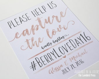 Wedding hashtag Sign Printable - Watercolor Calligraphy Instagram Sign - Social Media - Printable Facebook Sign - PDF - DIY - AA6