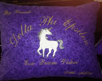 Delta Phi Epsilon Purple Glitter Customizable Pillow