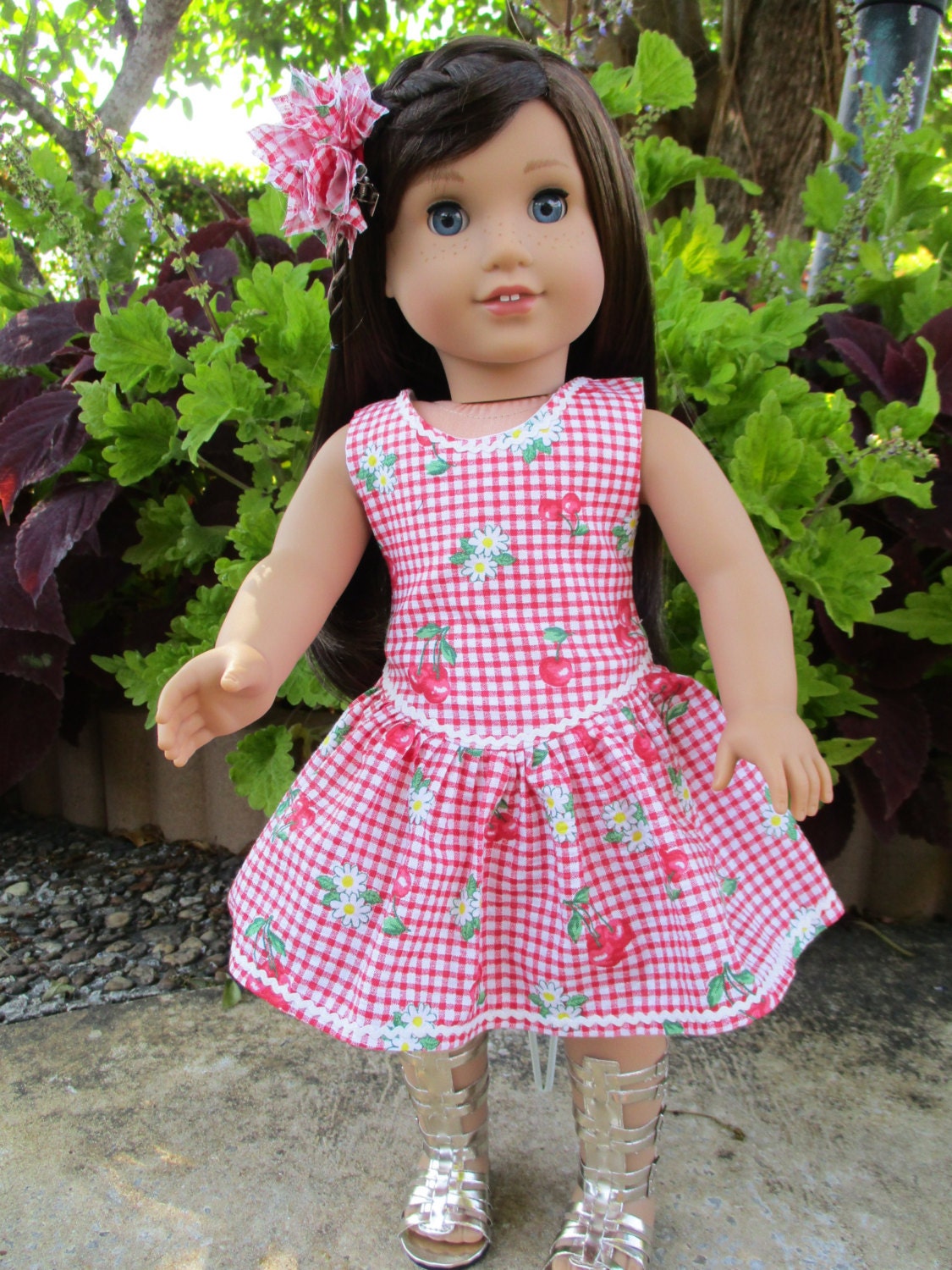 Daisies Cherries n' Checks fits American Girl Doll and 18