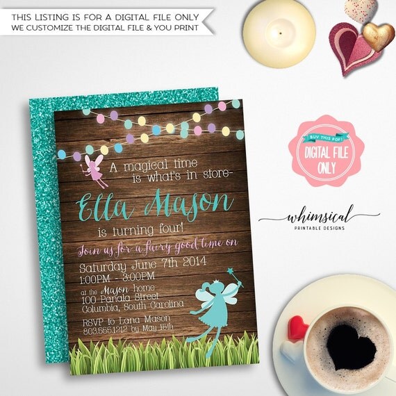 Birthday Invitation Fairy Lights Printable File