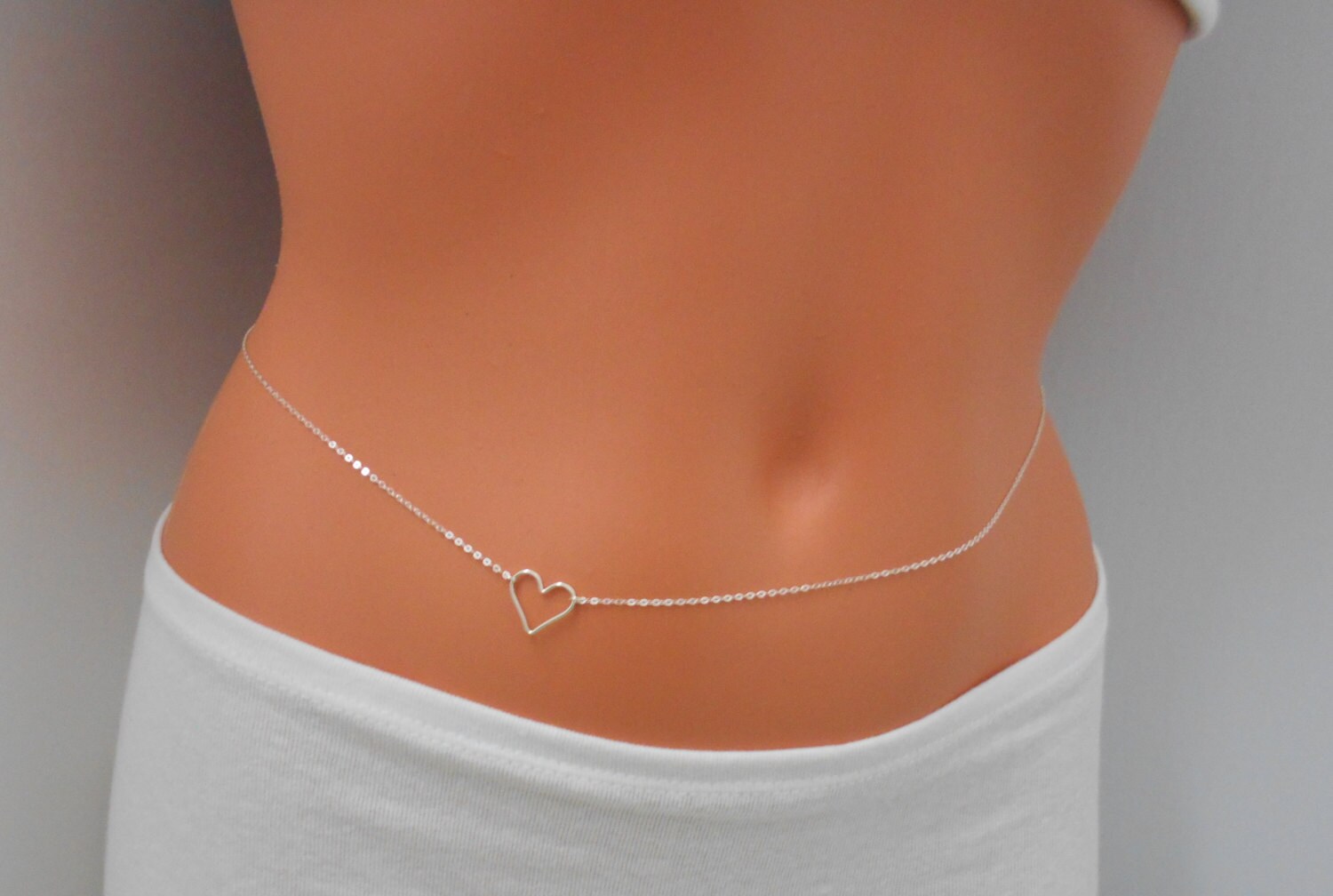 Sterling Silver Heart Belly Chain Body Chain Body Jewelry