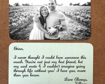 Printed Picture Wallet Insert Card - Personalized Wallet Insert - Custom Image and Text - Handmade - Aluminum Card - Your Own Handwriting -