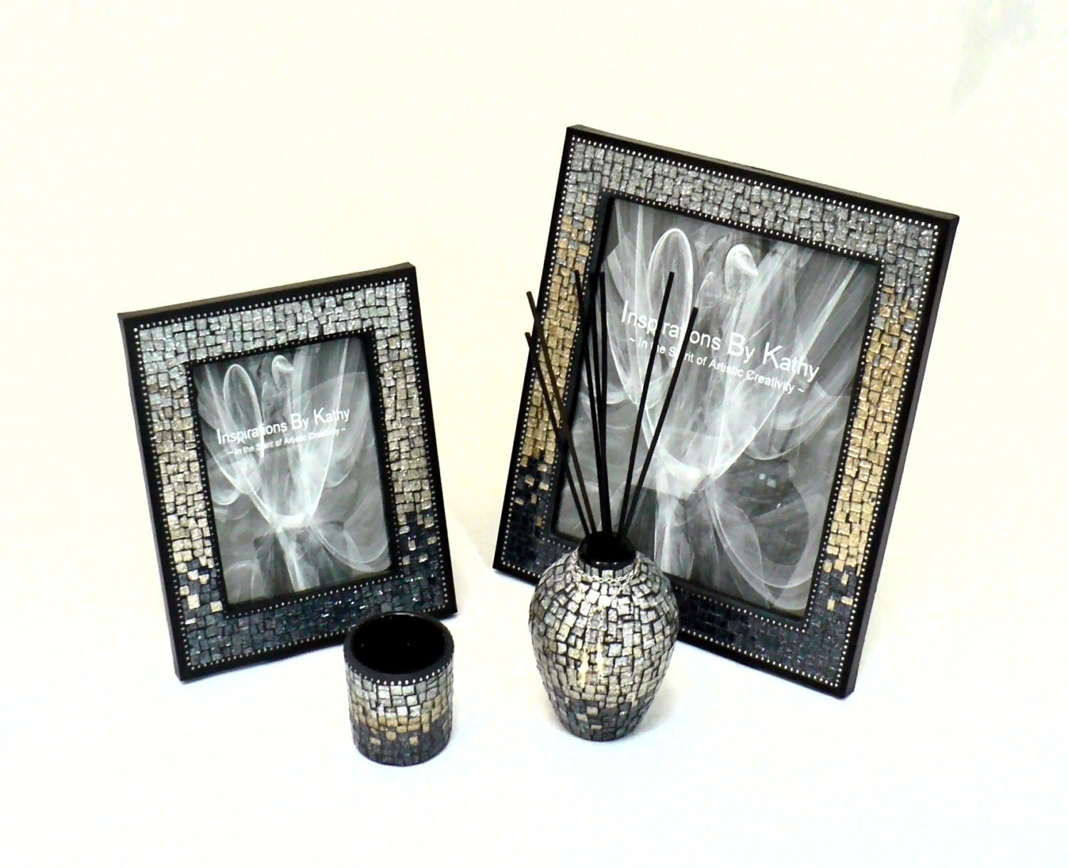 8x10 Picture Frame Glitter Glass Picture by InspirationsByKathyW