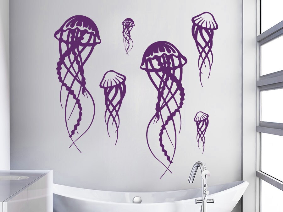 Wall Decals Sea Ocean Jellyfish Decal Vinyl Sticker Bathroom
