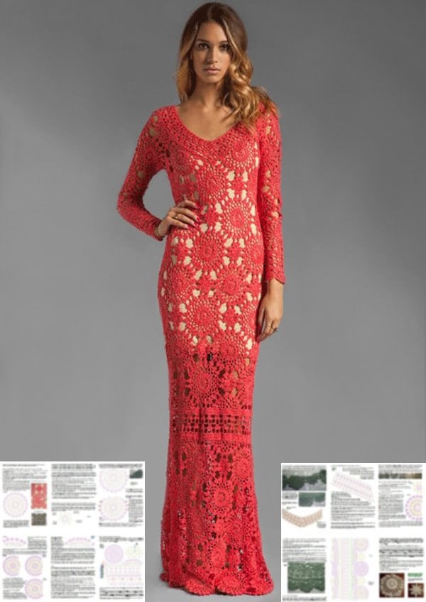 Crochet maxi dress PATTERN designer crochet dress PATTERN