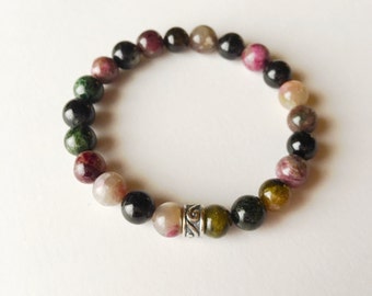 Mixed Tourmaline Bracelet Black Tourmaline Beaded Bracelet Gemstone Bracelet Intention Jewelry Yoga Bracelet Mala Beads Jewelry Meditation