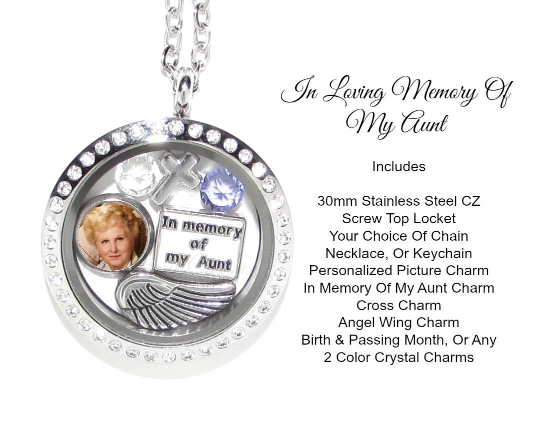 In Memory Of My Aunt 316L Stainless Steel Rhinestone Floating