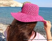 Items similar to Women's Sun Hat, Floppy Beach Hat, Crochet Hat With ...