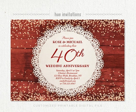 40Th Wedding Anniversary Invitations Templates Free 6