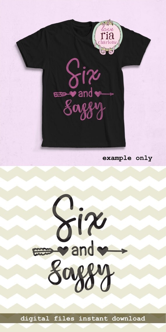 Six & sassy girls 6th six sixth birthday number fun quote