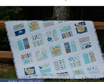 Two by Two Quilt PDF Pattern for Beginners in Baby, Crib, Toddler Size, Using Fat Eighths or Layer Cakes