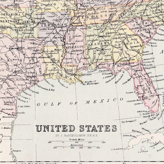 1897 United States of America USA originl vintage map