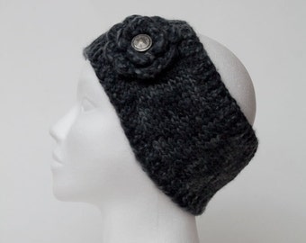 Knit headband Wool headbands Black Gray Knitting boho Headband Knitted headbands flower wool Tricoter bandeau Multicolor Wool headband