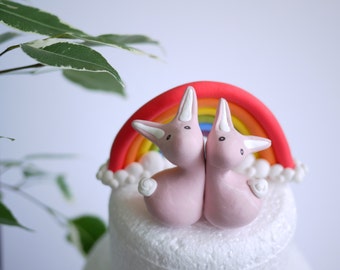 Bunny Wedding Cake Topper (With or Without Rainbow)
