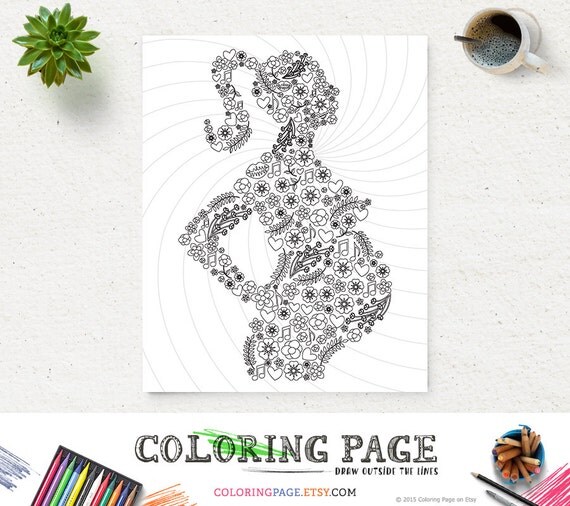 Coloring Page Mom To Be Printable Art Instant Download Art