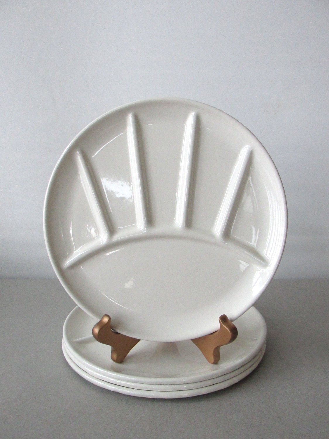 Vintage Enamelware Fondue Plates S/4 midcentury modern
