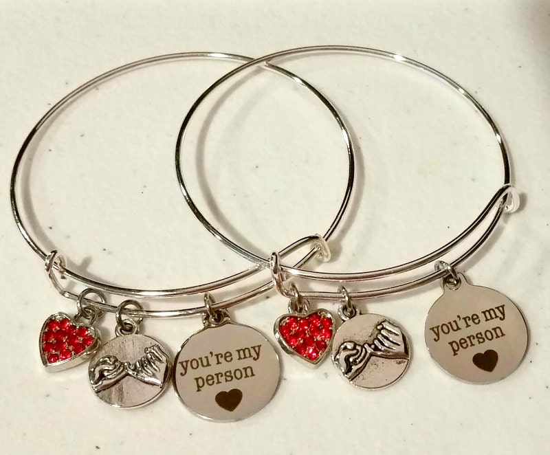 You're my Person Bangle bracelet 2 piece by GemsandThingsbyGina