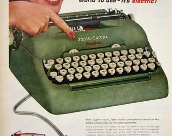 1960 Smith Corona Typewriter Vintage Advertisement Office Wall Art Author Library Decor Original Magazine Print Ad Writer Paper Ephemera