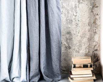 Dark grey/ graphite. Washed linen curtains/ linen drapes in dark grey/graphite