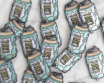 Beer Can Patch - Iron On, Embroidered Applique – Chill - Summer