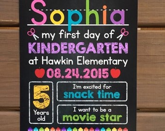 FIRST DAY of School Sign, Chalkboard Back to School Sign, Preschool, Kindergarten, Girl, Printable