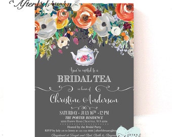 Fall Bridal Shower Invitation Bridal Shower Tea Party Invitation // Bridal Shower Invitation // Printable No.1240BRIDE