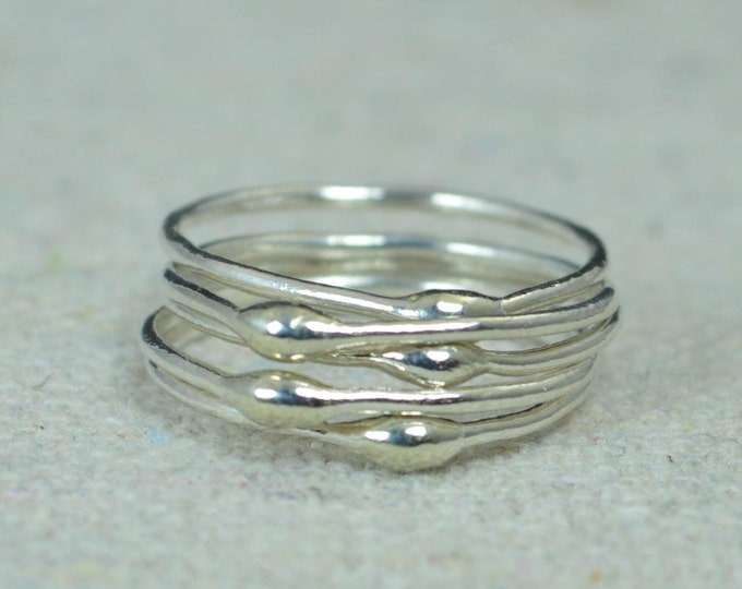 Unique Silver Stacking Ring(s),Silver Rings,Hippie Rings, Boho Rings, unique rings for her, Dew Drop Rings, Thin Silver Ring, bohemian rings