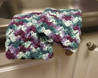 Crochet Dish Cloth Set in Purple and Green