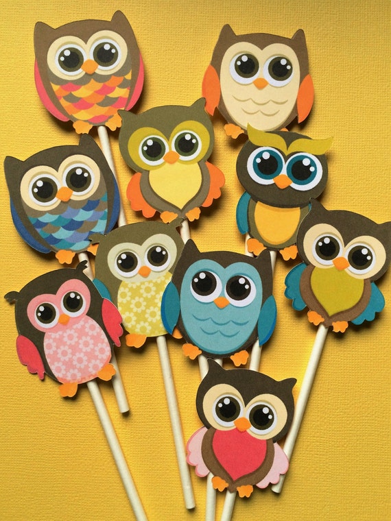 Owls cupcake toppers owls cake toppers owls party by Fairfable