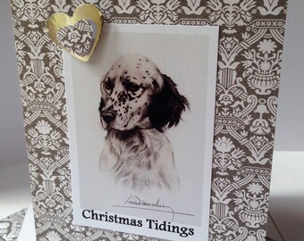 Christmas dog card Handmade Greetings Setter card Thanksgiving Xmas card Holidays Seasons greeting card Unique Handmade card Yuletide dog