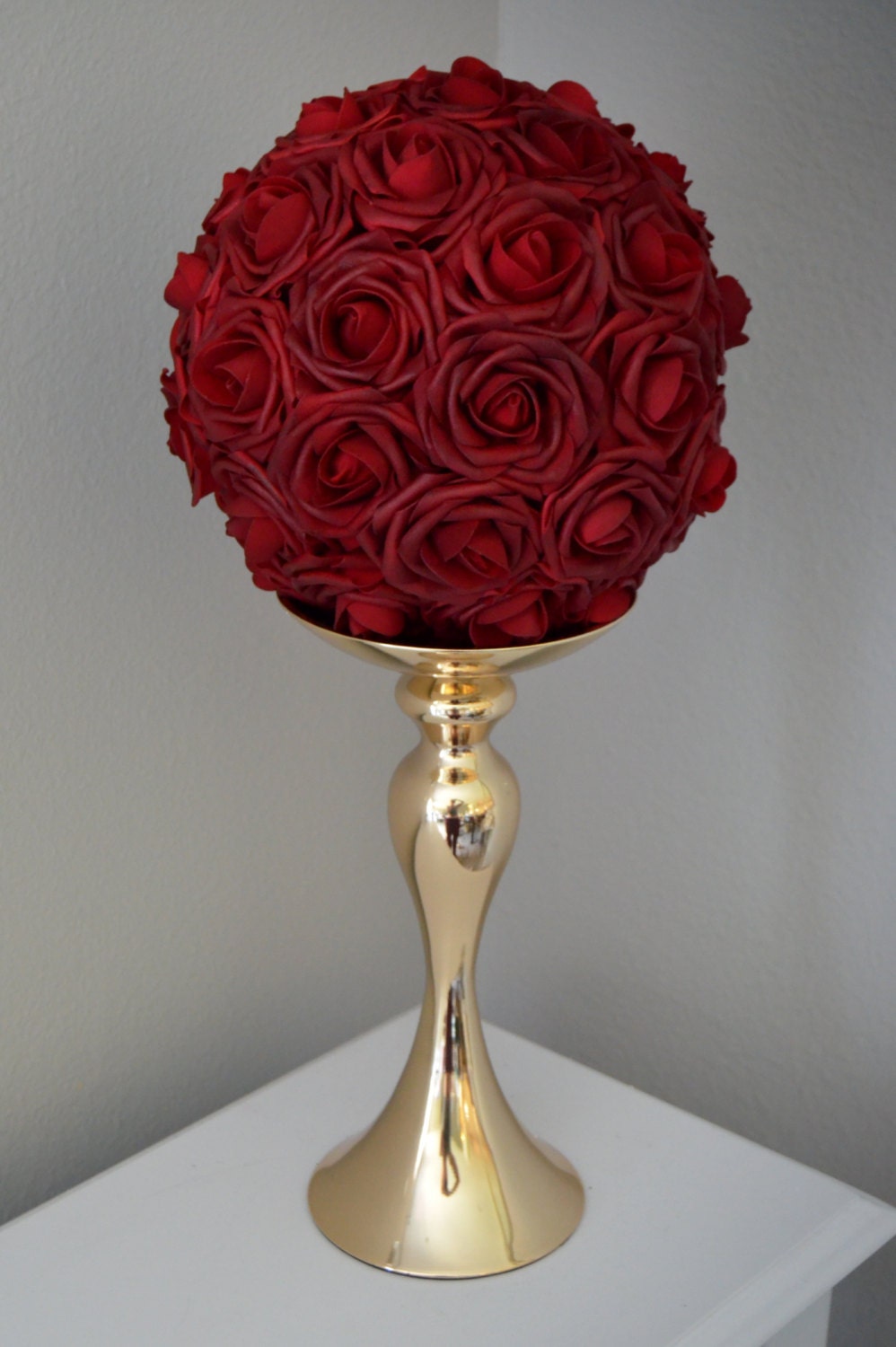 Deep Red Rose Ball Wedding Centerpiece Deep Red Flower Ball 9062