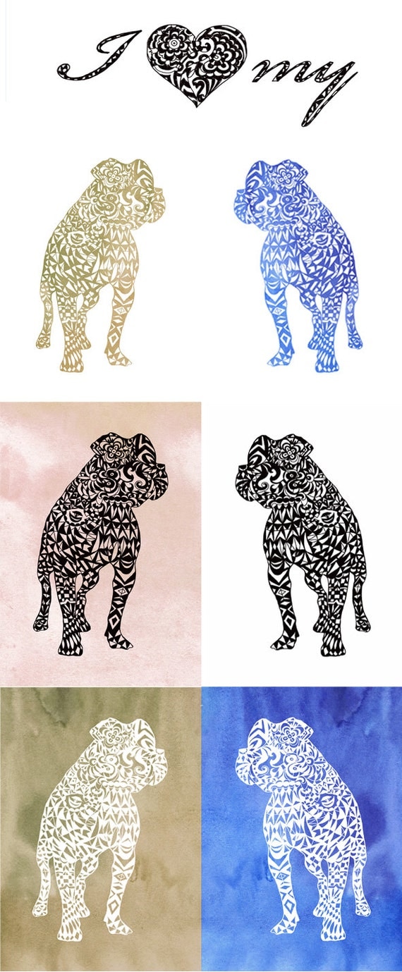 Download Pitbull Art Svg Zentangle Silhouette Pit bull Cut file Clip